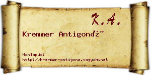 Kremmer Antigoné névjegykártya